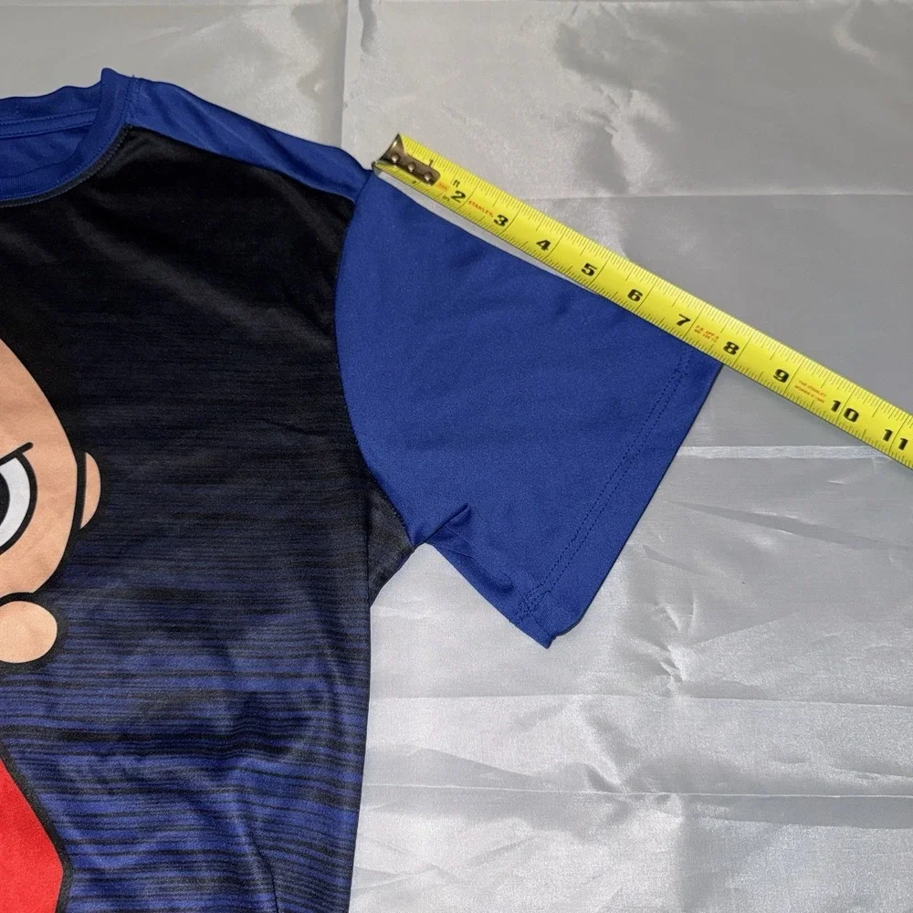 Superman Graphic Tee S Polyester‎ Superhero Chibi Activewear Blue Black Shirt